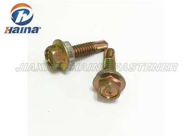 DIN 7504 Đầu lục giác vít tự khoan mạ kẽm vàng và máy giặt EPDM