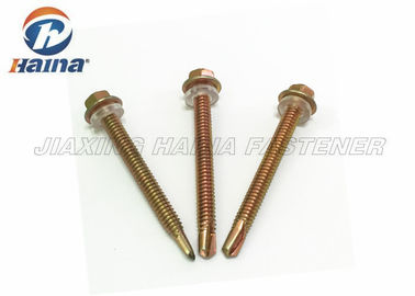 DIN 7504 Đầu lục giác vít tự khoan mạ kẽm vàng và máy giặt EPDM