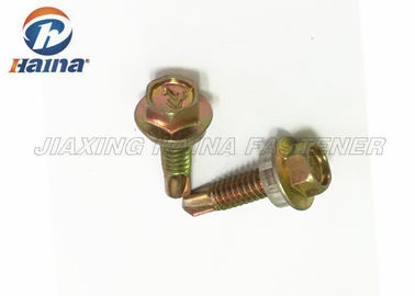 DIN 7504 Đầu lục giác vít tự khoan mạ kẽm vàng và máy giặt EPDM