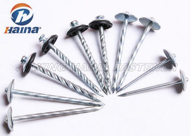 Zinc Plated Q195 Umbrella Head Roofing Nails Smooth Shank / Twist Shank